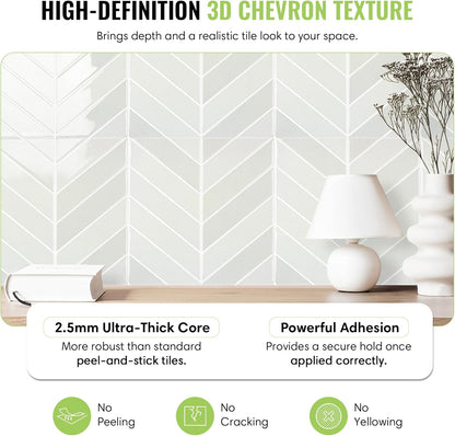 Peel and Stick Subway Backsplash Tiles, 5 Pack, 12 x 12 in, Almond | extra thick 3D wall panels, heat and water resistant wall panels, easy DIY kitchen, bathroom, laundry, fireplace wall décor