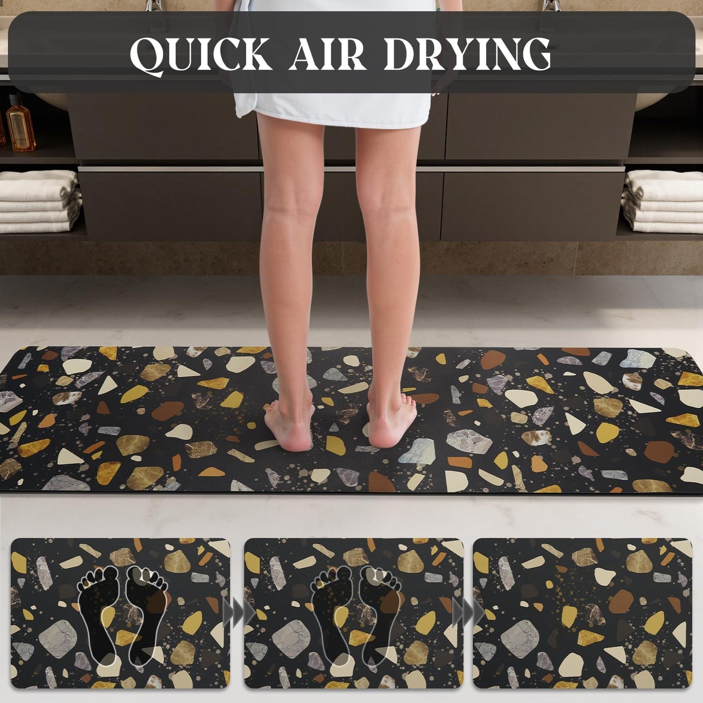 MontVoo -Bath Mat-Rubber Backing Non SlipThin Bathroom Rugs Fit Under Door- Quick Dry Absorbent Faux Suede Surface Grey Bathroom Floor Mats-Shower Rug for in Front of Bathtub Shower Gray 16x24