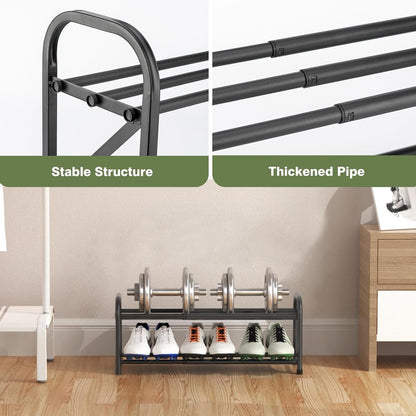 4-Tier Expandable Shoe Rack, Stackable and Adjustable Shoes Organizer Storage Shelf, Sturdy and Durable Metal Structure Free Standing Shoe Rack for Closet Entryway Doorway