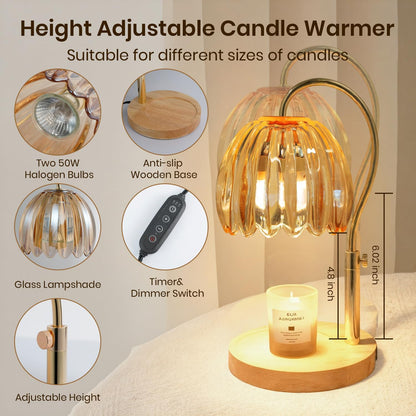 Candle Warmer Lamp with Timer & Dimmer, Electric Candle Lamp Warmer with 2 Bulbs for Scented Candle, Home Decor Gift for Her, Mother’s Day Gift (Milk Tea)