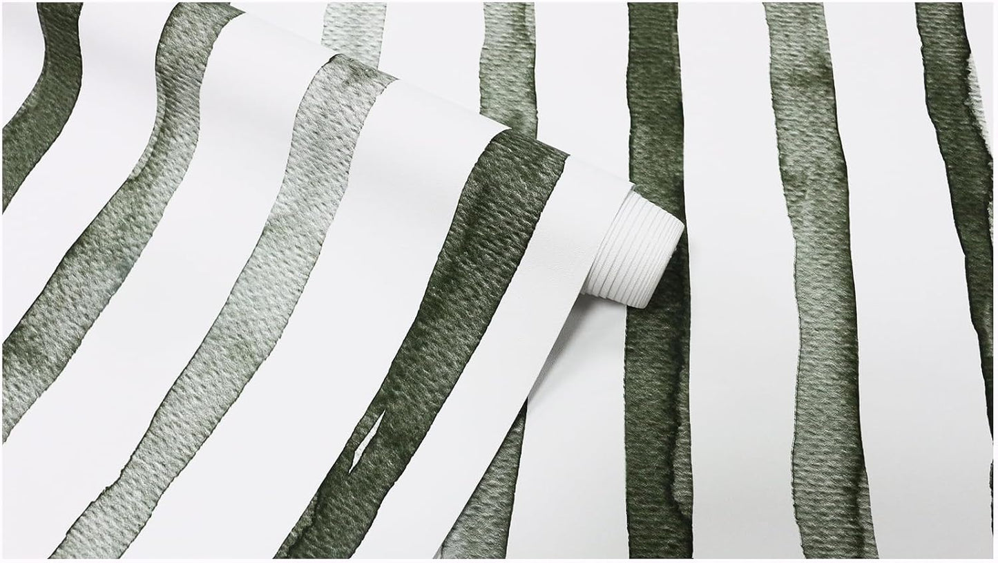HAOKHOME Blue Wallpaper Peel and Stick Wall Paper Striped Coastal Boho Removable Indigo Blue/White Vinyl Self Adhesive for Bathroom Decor 17.7in x 32.8ft