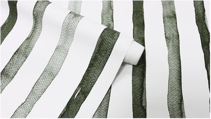 HAOKHOME Blue Wallpaper Peel and Stick Wall Paper Striped Coastal Boho Removable Indigo Blue/White Vinyl Self Adhesive for Bathroom Decor 17.7in x 32.8ft