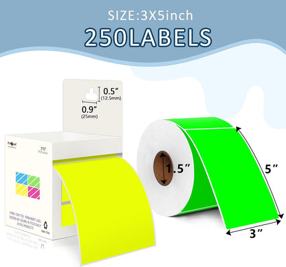 PARLAIM 3 X 5 Inch Rectangle Adhesive Color Coding Stickers,Square Inventory Stickers -250 Per Dispenser Box (Fluorescent Green)