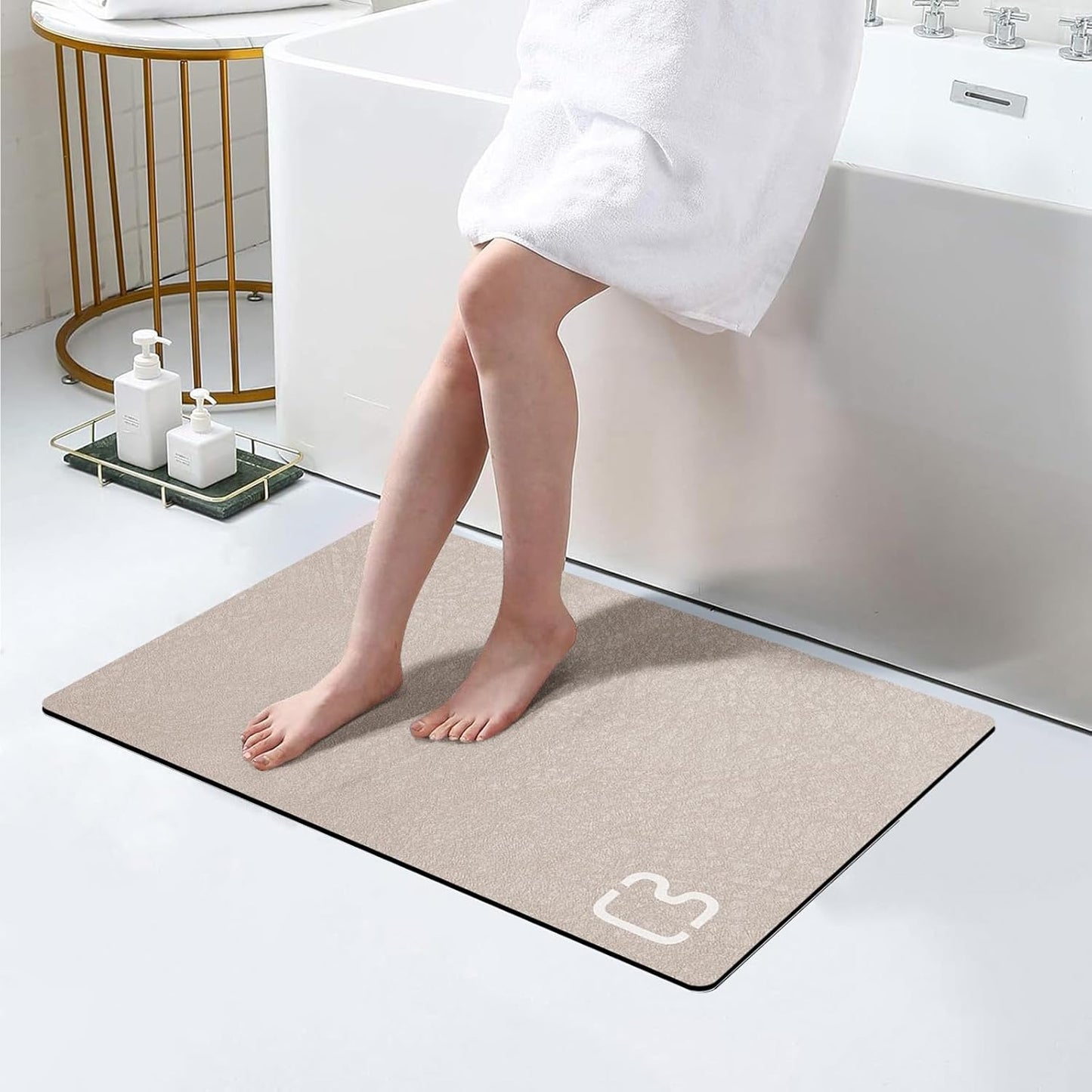 Diatomaceous Earth Bath Mat Rugs Super Absorbent Diatomite Stone Bath Mat Non Slip Quick Dry Thin Bathroom Mat Fit Under Door, Floor Rugs in Front of Bathtub, Shower Room, Sink,15.7"x23.6", Grey