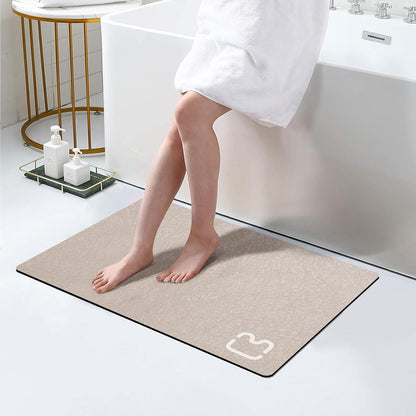 Diatomaceous Earth Bath Mat Rugs Super Absorbent Diatomite Stone Bath Mat Non Slip Quick Dry Thin Bathroom Mat Fit Under Door, Floor Rugs in Front of Bathtub, Shower Room, Sink,15.7"x23.6", Grey