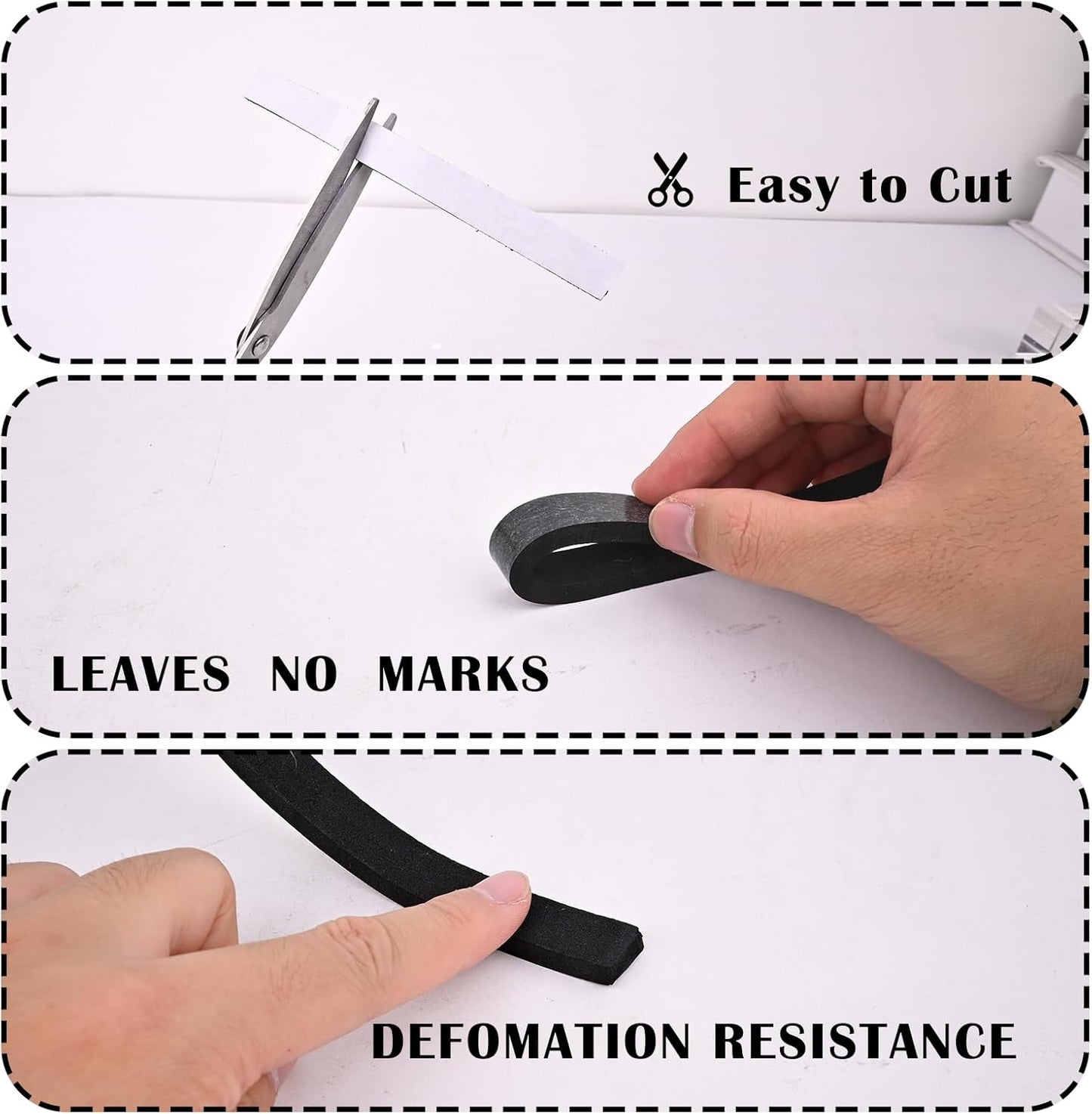 Black Foam Insulation Tape with Self-Adhesive Backing,Closed Cell Foam Weatherstripping 1/2 inch Wide x 3/8 inch Thick,Soundproofing Door Weather Seal Strip for Door and AC Window Seal,High Denisty