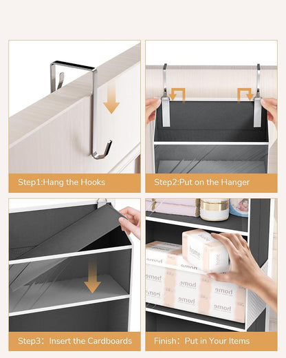 ULG Over the Door Organizer, 5-Tier Extra Large Hanging Storage with 10 Mesh Pockets, 100 lbs Capacity, Heavy Duty Door Organizer for Closet, Bedroom, Nursery Storage, Beige