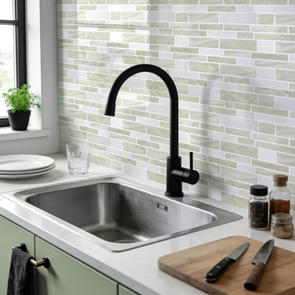 Vieshful 10 Sheet Peel and Stick Backsplash for Kitchen Wall - 12"x12" Smooth PVC 3D Visual Effect Marble Tile Stickers, Waterproof Self Adhesive Light Khaki Wall Tiles for Bathroom, Renter Friendly
