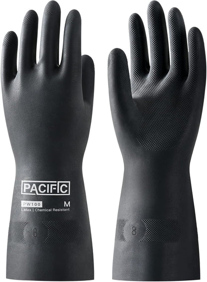 PACIFIC PPE Heavy Duty Latex Chemical Gloves, Strong Acid Resistance Rubber Gloves, Against Alkali and Oil, 22", 1 Pair