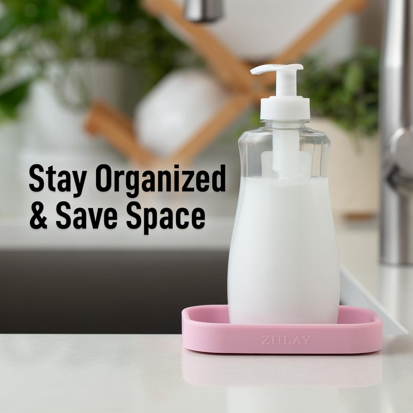Zulay Kitchen (9x3.5in) Sponge Holder for Kitchen Sink - Flexible Heavy-Duty Multipurpose Sink Caddy - Counter Organizer for Kitchen, Bathroom, Makeup, Trinkets & More! (Grey)