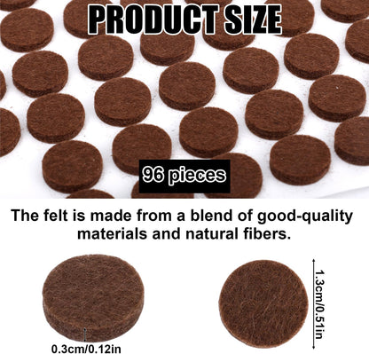 96pcs Felt Pads for Cabinet Door, 1.3cm/1/2in Round Thick Quite Small Cupboard Bumpers Self Adhesive Sticky Felt Dots Furniture Tools for Kitchen Furniture Floor Drawers Table Chair Legs Feet (Black)