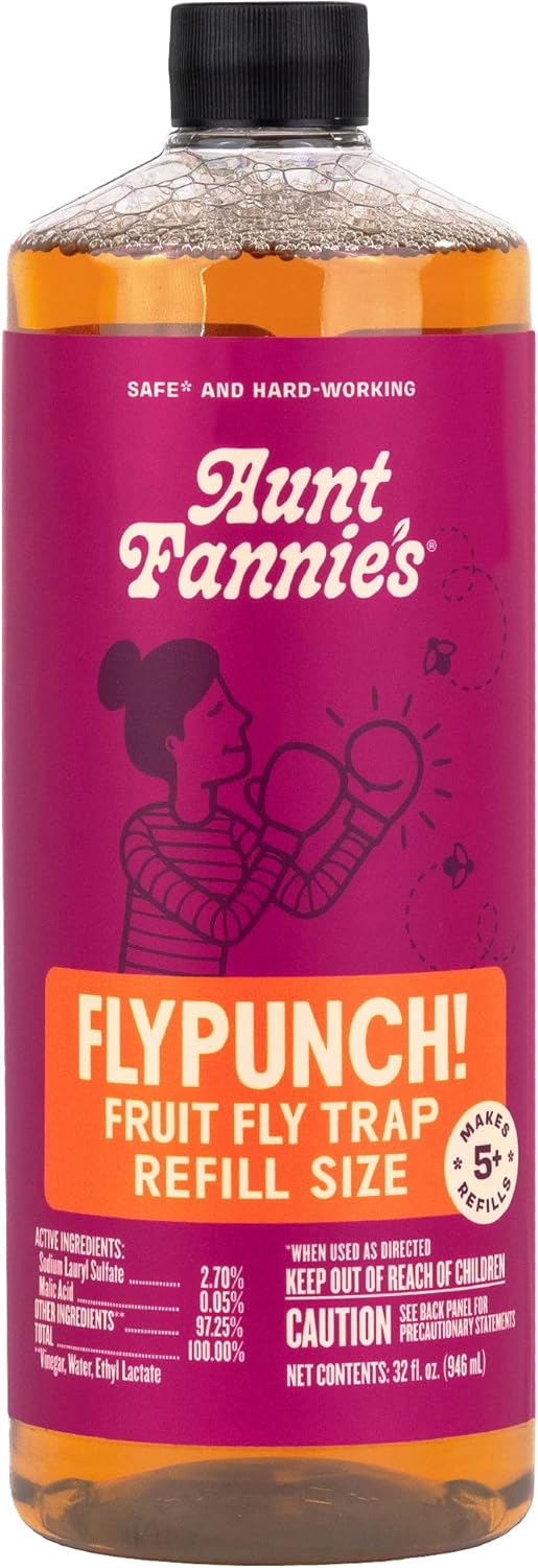Aunt Fannie's FlyPunch Fruit Fly Trap for Indoor and Kitchen Use, Ready to Use, Made with Plant Based Ingredients, Safe Near Food, Each Bottle Lasts Up to 30 Days, Pack of 1