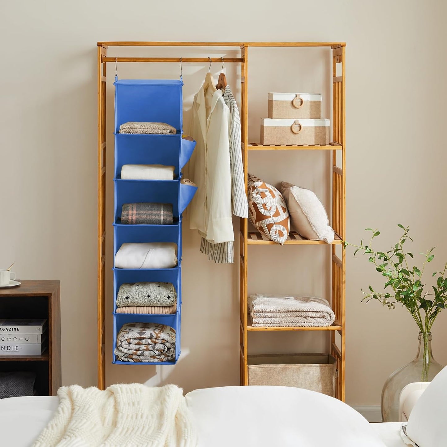 YOUDENOVA Hanging Closet Organizer, 6-Shelf Closet Hanging Storage Shelves, 2 Packs, Grey