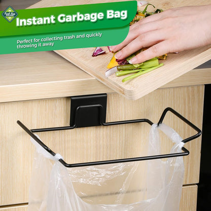 Trash Bag Holder,2 Pack | for Cabinet Door and Cupboards,Stainless Steel,Black,Plastic Bag Holder under Sink,Use for Kitchen,Bathroom,Camper
