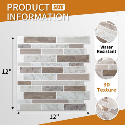 WOWSTAR 10-Sheet Peel and Stick Backsplash Tile for Kitchen, Back Splash Stick On Tiles for Kitchen Wall (Grey and Blue)
