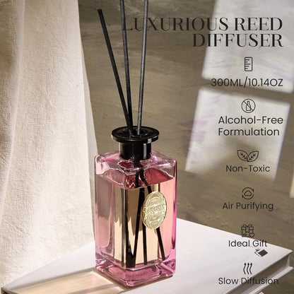 M&SENSE 6.3 oz Large Reed Diffuser Set | Lime+Basil Scent Oil Diffuser with Sticks | Hotel Collection Non-Toxic Home Fragrance |for Bedroom Bathroom Living Room - Colors B