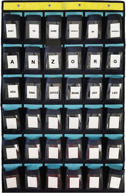 Classroom Cell Phones Organizer Calculators Holder Over Door Hanging Jewelry Organizer Closet Underwear Sock Storage with 36 Clear Pockets