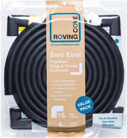 Roving Cove Slimfit Corner Edge Protector for Baby Proofing (Small 15ft Edge 4 Corners), Furniture Safety Bumper Guard, Soft NBR Rubber Foam, 3M Adhesive, Oyster White (Off White)