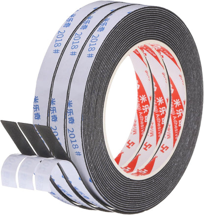 PATIKIL Sponge Rubber Foam Tape, 5/8" W x 1/8" t x 16.4ft l Self-Adhesive Foam Insulation Tape Weather Stripping for Window Door Soundproofing Weatherstrip AC Seal Strip, Black