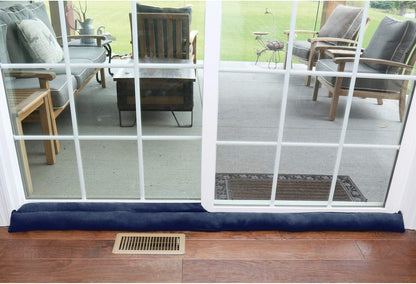 HOME DISTRICT Sliding Door Draft Stopper -Glass Door Draft Blocker, Patio Under Door Draft Stopper, Door Air Blocker Draft Dodger Noise Blocker Approx. 71" Long - Navy