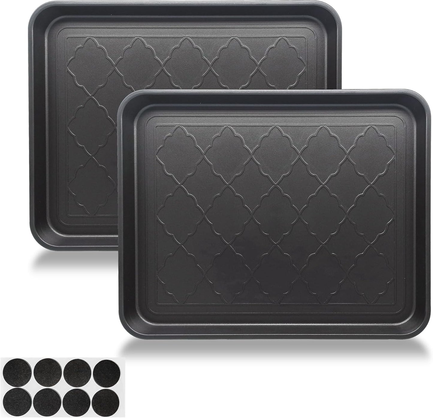 Small Boot Tray for Entryway Indoor, 2 Pack Wet Shoe Matt Tray for Floor Protection,Plastic Boot Mat w/Lip, Wet Shoe Mats for Mudroom (16.54in*12.6in*1.2in)