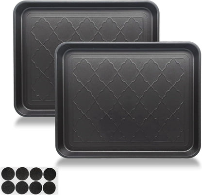 Small Boot Tray for Entryway Indoor, 2 Pack Wet Shoe Matt Tray for Floor Protection,Plastic Boot Mat w/Lip, Wet Shoe Mats for Mudroom (16.54in*12.6in*1.2in)