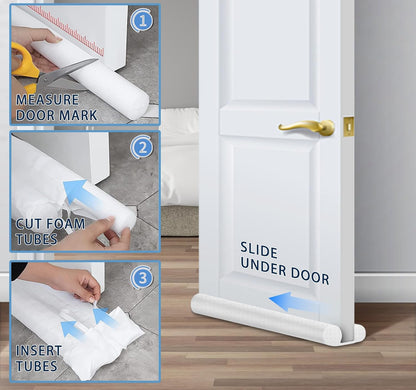 MAXTID Large Door Draft Stopper for Bottom of Doors 36” Under Door Sweep Noise Blocker Black Gap Stoppers Adjustable Doors Seal Sweep Guard Draft, Window Breeze Stoppers, Home Essentials Gadgets