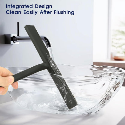 Shower Squeegee for Shower Glass Door Bathroom Accessories Squeegee Scraper Scrubber Rubber Blade with Holder Wiper Cleaning Tool for Bathroom Tile Window and Mirror- Black - 9 Inch