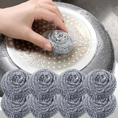 8pcs Stainless Steel Scrubber for Dishwashing Pots Pans Heavy Duty Cleaning Tool Non-Scratch Steel Wire Ball