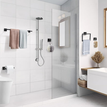 TQKAG Brushed Gold Bathroom Hardware Accessories Set 10 Pieces, 23.6" SUS304 Stainless Steel Towel Bar Set Wall Mounted Includes Single Towel Bar, Towel Ring, Toilet Paper Holder, Double Towel Hooks