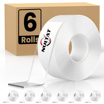 NULTAT Double Sided Tape Heavy Duty, Nano Reusable, Removable, Washable Double Stick Tape for Wall, Multipurpose Clear Adhesive High Temperature Tape 1.18" x 120"(10 Feet)