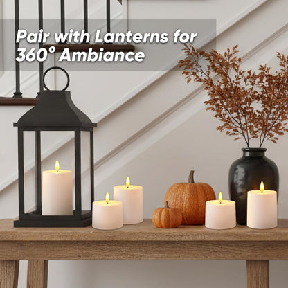 Raycare 3"x2.5" White Outdoor Waterproof Flameless Candles with Remote and Timer, Realistic LED Candles, Battery Operated Electric Fake Pillar Candles for Porch, Patio, Garden, Set of 2