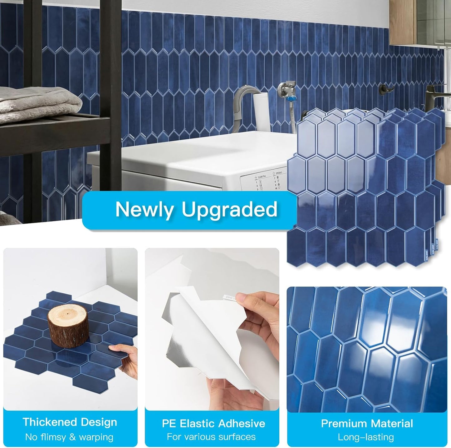 Art3d 10-Sheet Heavy-Duty Peel and Stick Backsplash, Self-Adhesive Vinyl Wall Tiles for Kitchen Countertop Bathroom, White