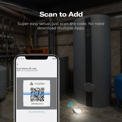 THIRDREALITY Smart Water Leak Sensor KM1, Matter Over WiFi, 1 KM1-controller with 100dB Alarm & 3 Water Detectors, 3-Year Battery Life, No Batteries, Work with Apple Home, Alexa, Home Assistant, Homey
