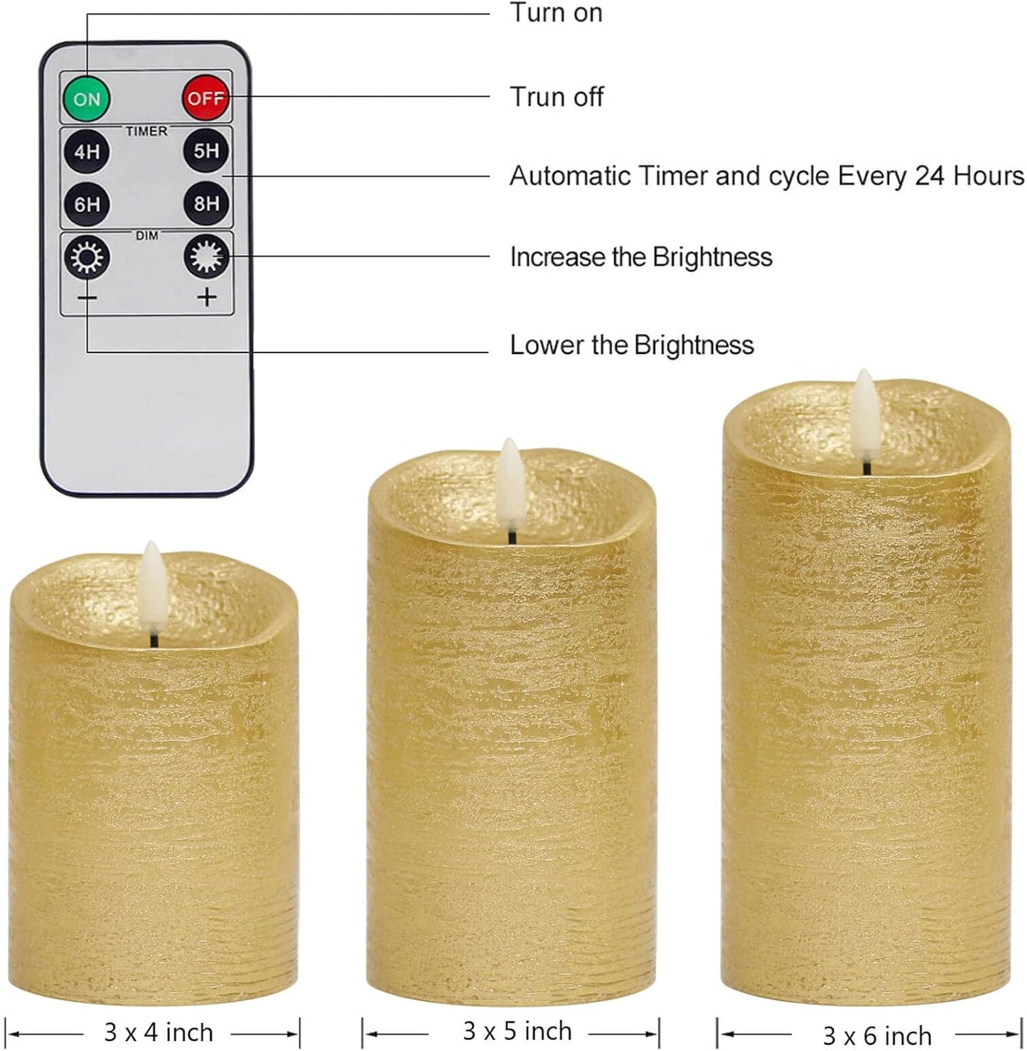 ANGELLOONG Flickering Flameless Candles, Realistic Battery Operated Candles with Remote and Timer, Set of 3 LED Candles for Room Fall Home Wedding Decor Centerpieces Table Party Valentines Decorations