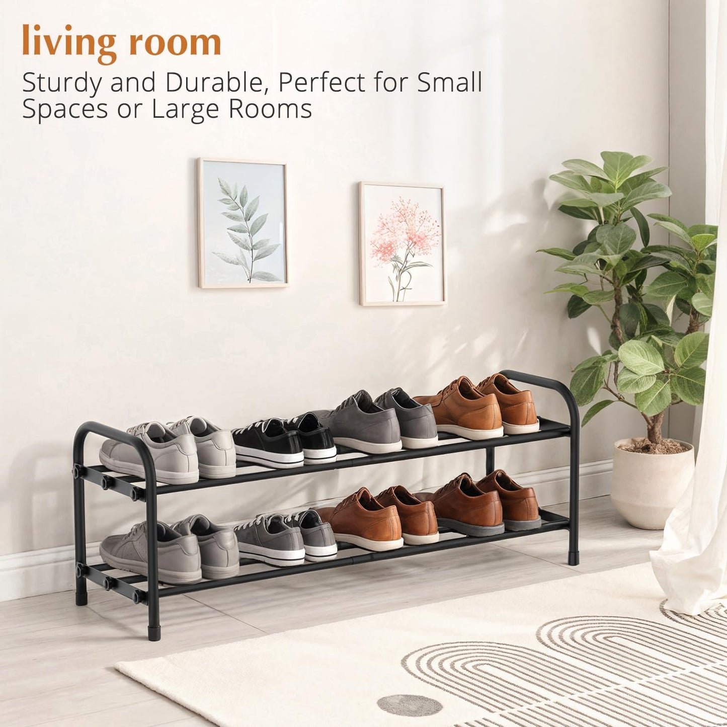INSMART 3-Tier Expandable Shoe Rack, Stackable and Adjustable Shoes Organizer Storage Shelf, Sturdy and Durable Metal Structure Free Standing Shoe Rack for Closet Entryway Doorway