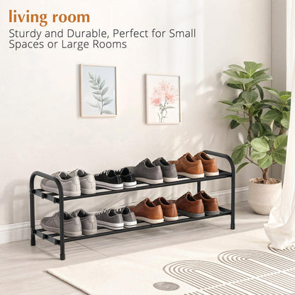 INSMART 3-Tier Expandable Shoe Rack, Stackable and Adjustable Shoes Organizer Storage Shelf, Sturdy and Durable Metal Structure Free Standing Shoe Rack for Closet Entryway Doorway