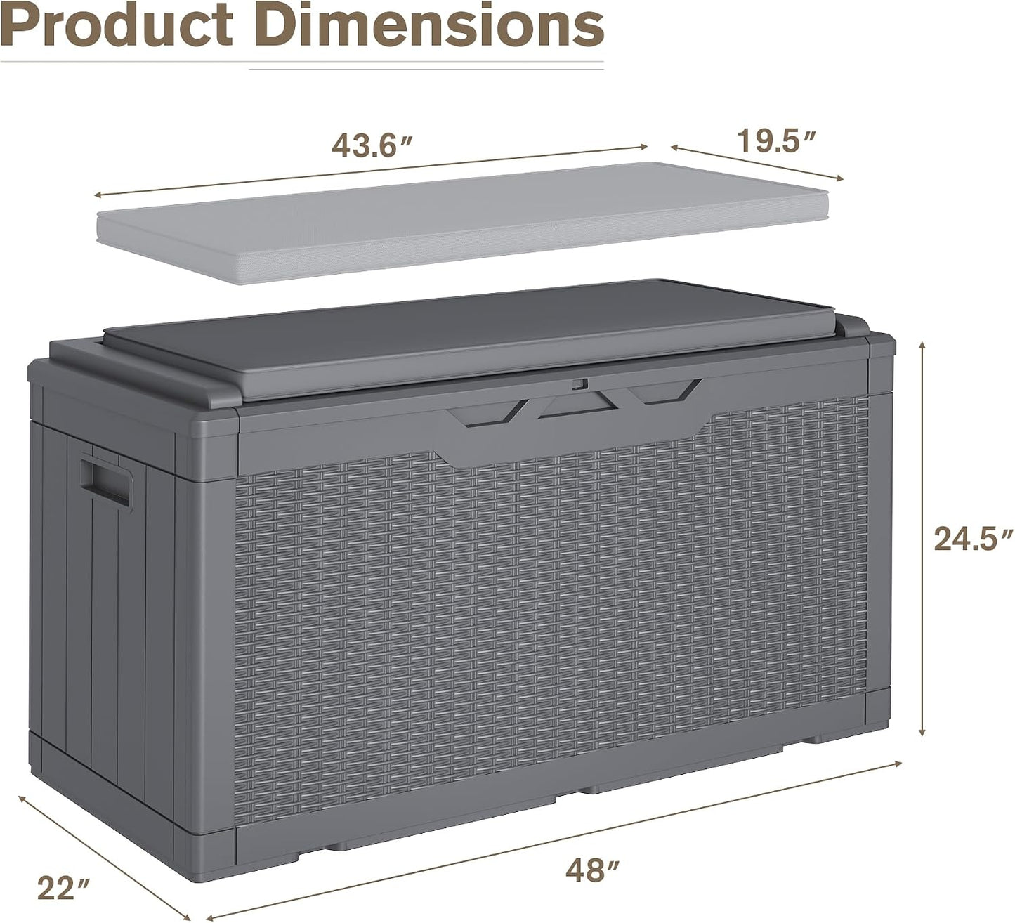 JUMMICO 31 Gallon Resin Deck Box Waterproof Indoor Outdoor Storage Boxes for Patio Furniture Cushions and Garden Tools (Brown)