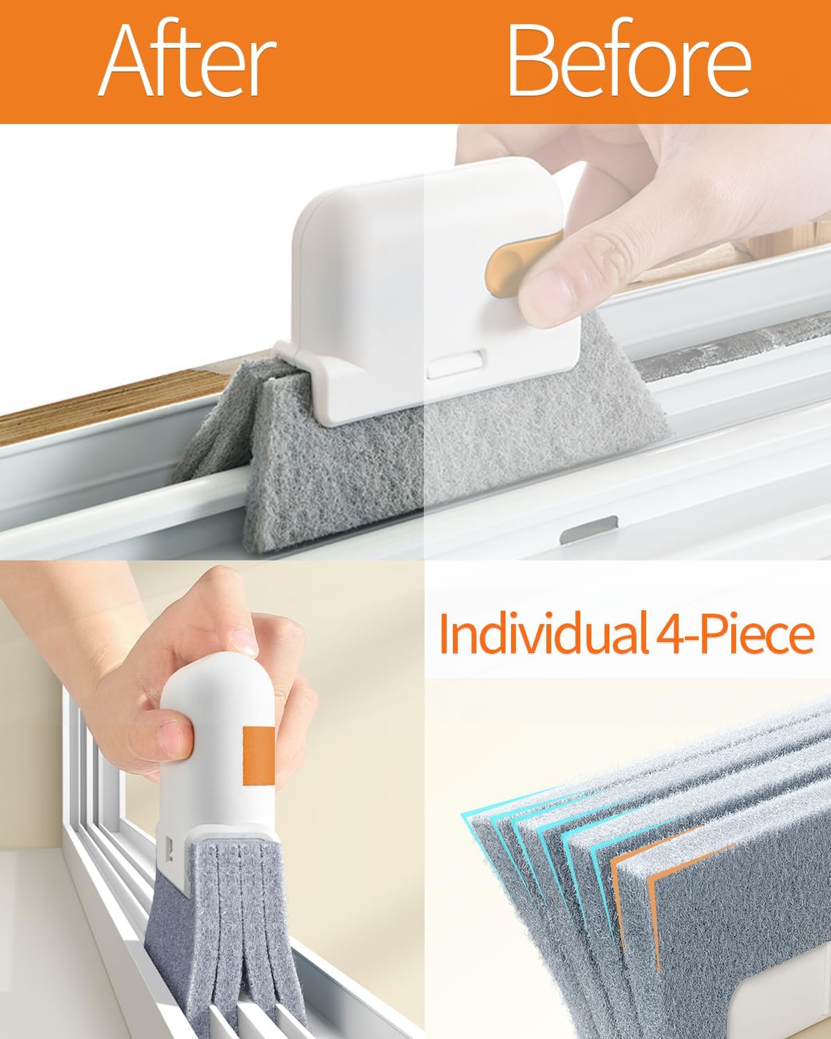 Window Sill Cleaner Tool - Hard Bristle Crevice Cleaning Brush, Multifunctional Gap Scrub Brush, Window, Home Essentials, Bathroom Cleaner Tools for Household Use, Kitchen - 8PCS
