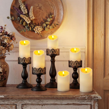 Homemory Dripping Wax Flameless Candles, Battery Operated Candles with Remote Control and Timers, LED Pillar Candles, Electric Fake Candles, 3" x 6", Set of 2