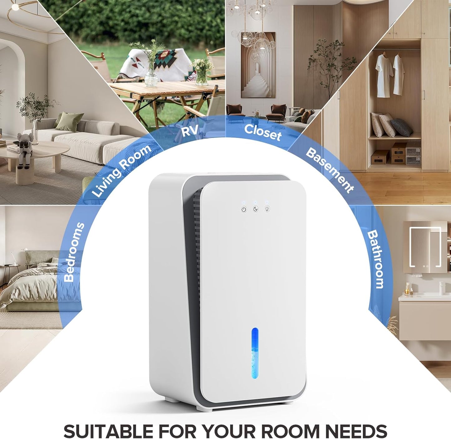Dehumidifier for Home,1000 sq.ft Dehumidifier for Basement Bathroom Bedroom with Auto Shut Off, Built-in Aromatherapy Diffuser,7 Colors LED Light, Quiet Dehumidifiers with Sleep Mode(CS08-Cream)