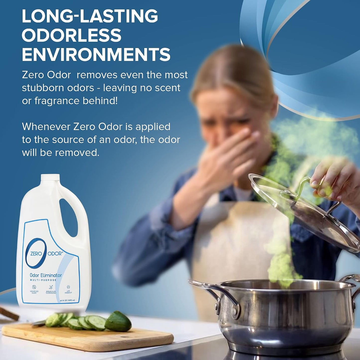 Zero Odor – Multi-Purpose Odor Eliminator - Air & Surface Odor – Patented Technology for Bathroom, Kitchen, Fabric, Closet- Smell Great Again, 16oz