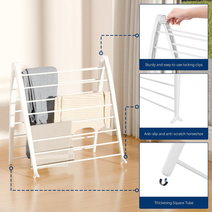 Whitmor Spacemaker Folding Drying Rack, Freestanding Indoor Clothes Dryer, Space Saving Compact Design, 6"L x 26"W x 51.5"H, White