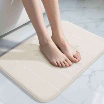 Yimobra Memory Foam Bath Mat, Super Soft Absorbent Bathroom Rug Non Slip, Quick Dry, Machine Washable Floor Carpet for Tub Shower, Home Decor Accessories, 24x17, Grey