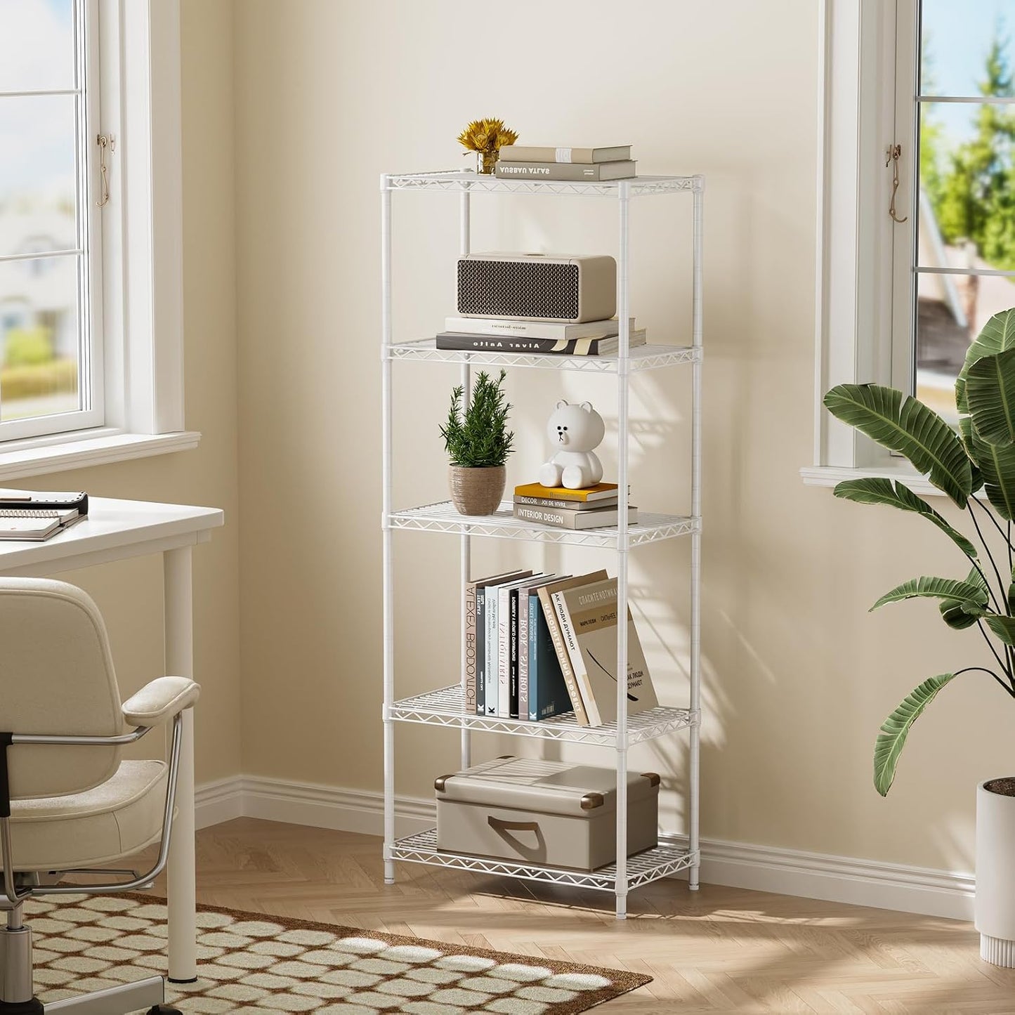 Golpart 4 Tier Adjustable Storage Shelves Metal Utility Shelf Wire Shelving Unit Organizer Rack for Home Kitchen Office Bathroom Pantry Room 12" D x 18" W x 44" H