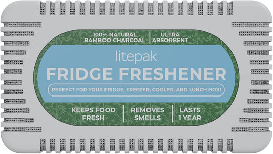 Litepak Fridge Deodorizer & Odor Eliminator - More Powerful Than Baking Soda - Bamboo Activated Charcoal Bags Odor Absorber For Refrigerator or Freezer (1 Pack)