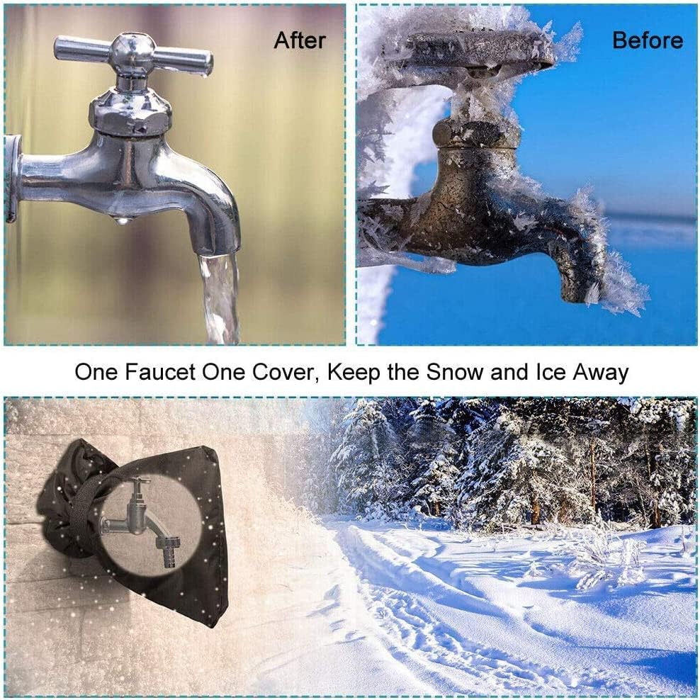 2Pack Outdoor Faucet Covers for Winter - Pro 6.7" W x 8.3" H Outdoor Water Faucet Cover Socks for Winter Freeze Protection Pipe Insulation Reusable Waterproof Insulated Spigot backflow Cover,Black