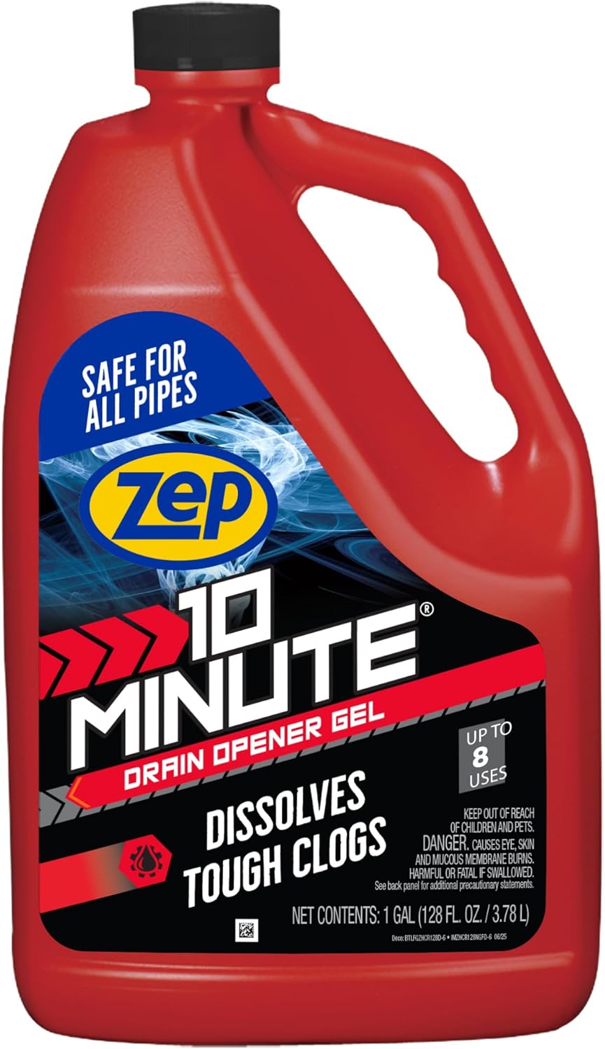 Zep 10 Minute Drain Opener Gel 64 Ounce - ZHCR64NG - Commercial Strength, Fast Acting and Safe for All Pipes