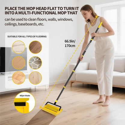 High Ceiling Fan Cleaner Duster for Fans Blades Cleaner with 78.7in Extension Pole Extra Long Handle Cleaning Tool，Reusable Chenille & Microfiber Mop Head for Baseboard Wall Floor Window Glass Wiper
