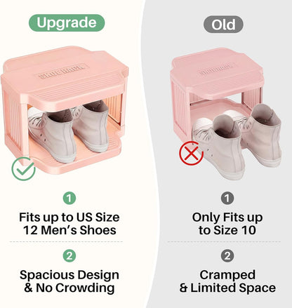 Kitstorack 8-Tier Vertical Plastic Shoe Rack, Freestanding Stackable Storage Organizer for Small Closets and Tight Spaces